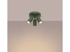 Lámpara de techo Briix moderno de acero - 3 fuentes luminosas 4000K - L.19,5 x A.18,5 cm - verde oliva