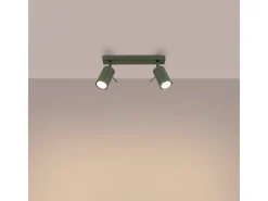 Lámpara de techo Briix moderno de acero - 2 fuentes luminosas 4000K - L.30 x A.17 cm - verde oliva