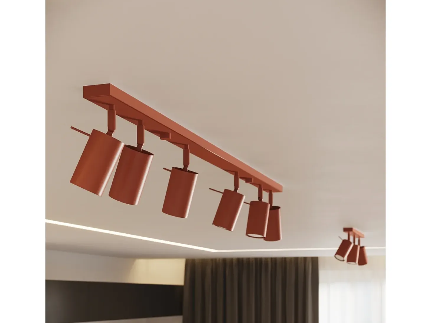 Lámpara de techo Briix moderno de acero - 2 fuentes luminosas 3000K - L.30 x A.17 cm - ocre rojo