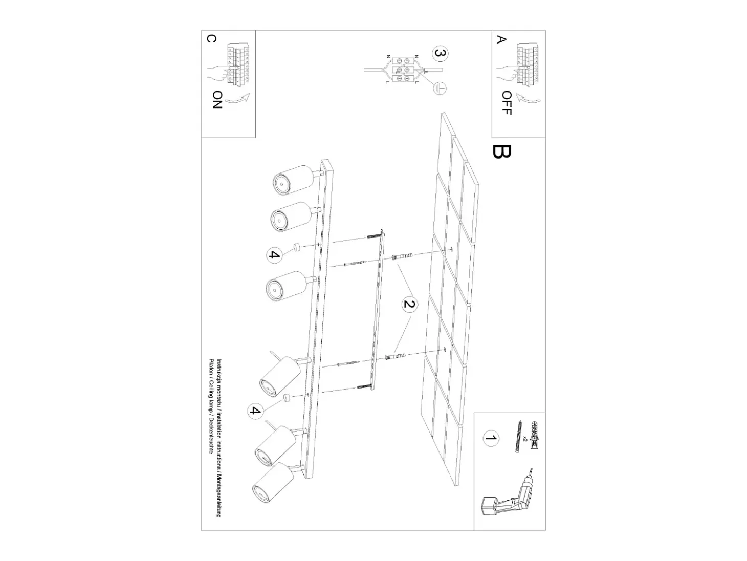 Lámpara de techo Briix moderno de acero - 6 fuentes luminosas 4000K - L.117 x A.17 cm - beige