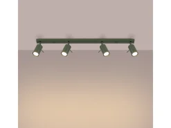 Lámpara de techo Briix moderno de acero - 4 fuentes luminosas 4000K - L.81 x A.17 cm - verde oliva