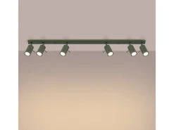 Lámpara de techo Briix moderno de acero - 6 fuentes luminosas 4000K - L.117 x A.17 cm - verde oliva