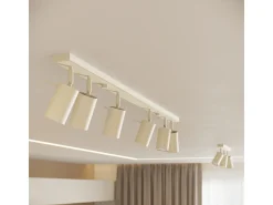 Lámpara de techo Briix moderno de acero - 4 fuentes luminosas 4000K - L.81 x A.17 cm - beige
