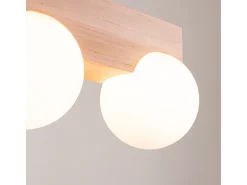 Lámpara De Techo Bulbo Moderno De Madera/Vidrio - 2 Fuentes Luminosas - L.29 X A.16 Cm - Madera Natural/Blanco