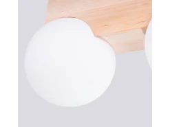Lámpara De Techo Bulbo Moderno De Madera/Vidrio - 2 Fuentes Luminosas - L.29 X A.16 Cm - Madera Natural/Blanco
