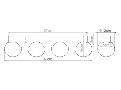 Lámpara De Techo Bulbo Moderno De Madera/Vidrio - 4 Fuentes Luminosas - L.63 X A.16 Cm - Madera Natural/Blanco