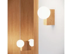 Lámpara De Techo Bulbo Moderno De Madera/Vidrio - 4 Fuentes Luminosas - L.63 X A.16 Cm - Madera Natural/Blanco