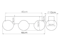 Lámpara De Techo Bulbo Moderno De Madera/Vidrio - 3 Fuentes Luminosas - L.46 X A.16 Cm - Madera Natural/Blanco