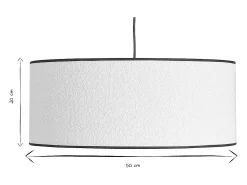 Lámpara de techo cilíndrica de borreguillo blanco y rafia natural 50 cm TRAVES