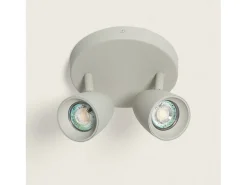 Lámpara de Techo Circular Orientable Aluminio 2 Focos Adrien Gris Piedra