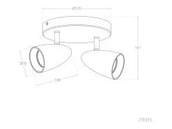 Lámpara de Techo Circular Orientable Aluminio 2 Focos Adrien Gris Piedra