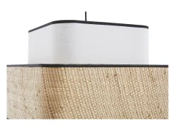Lámpara de techo colgante de lino blanco y rafia natural 35 cm TERA