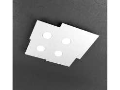 Lámpara de techo cuadrada Toplight Plate de 4 luces con casquillo GX53, estructura blanca, diseño moderno 50x46x3cm