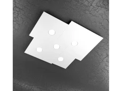 Lámpara de techo cuadrada Toplight Plate de 5 luces con casquillo GX53, estructura blanca, diseño moderno 73x67x3cm