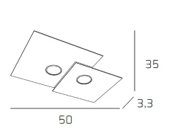 Lámpara de techo cuadrada Toplight Plate de 2 luces con casquillo GX53, estructura antracita, diseño moderno 50x35x3cm