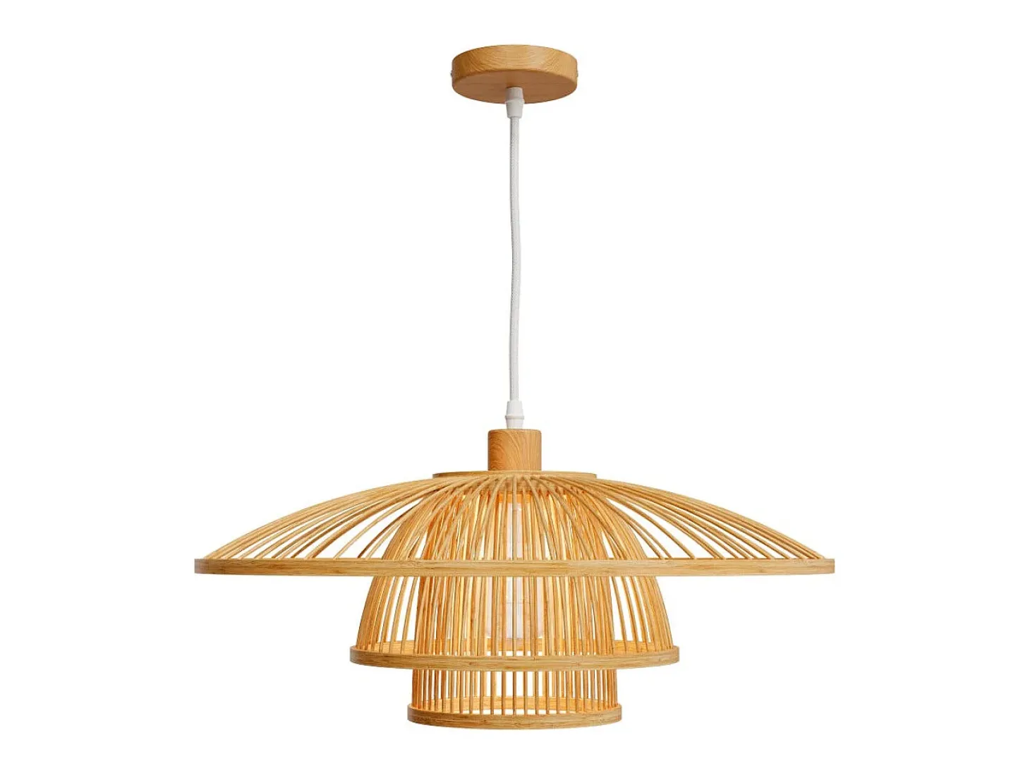 Lámpara de techo de bambú natural y metal D50 cm - Mirabel