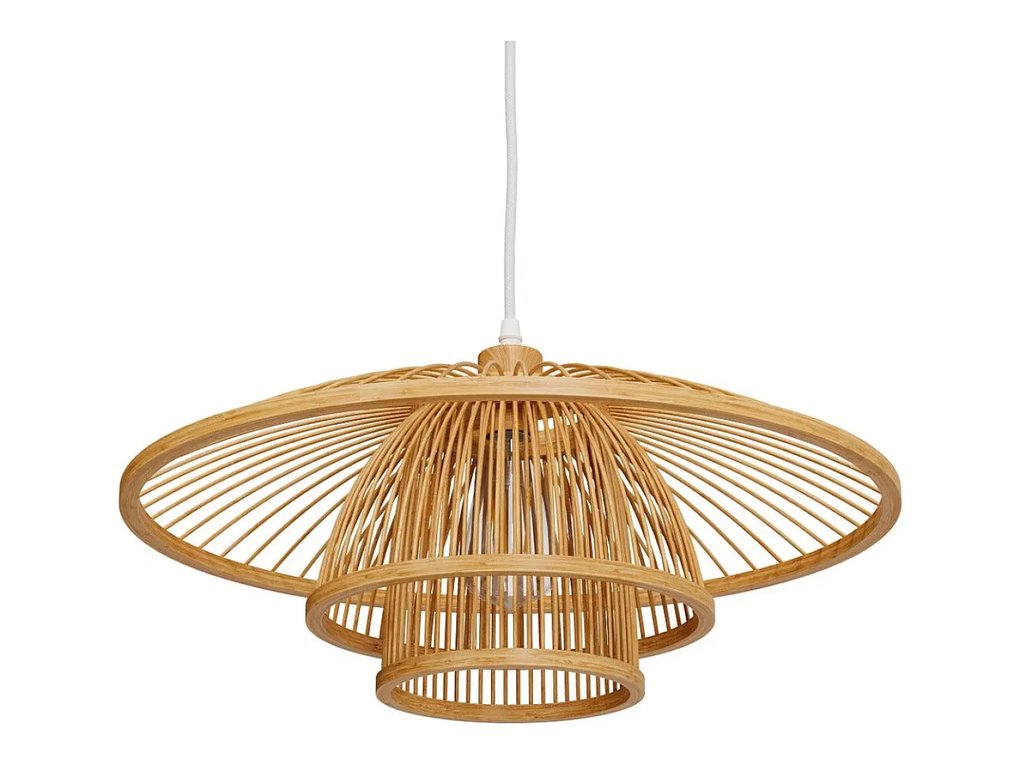 Lámpara de techo de bambú natural y metal D50 cm - Mirabel