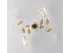 Lámpara de techo de hierro lacado blanco shabby 2 luces H.17 Ø52 BL274-PL2-BCO