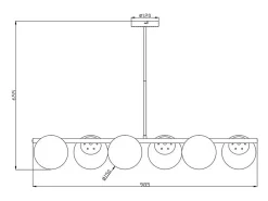 Lámpara de techo de latón pulido y 6 globos de cristal - Ancho 98 cm - YUKON