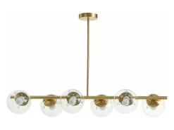 Lámpara de techo de latón pulido y 6 globos de cristal - Ancho 98 cm - YUKON