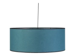Lámpara de techo de lino azul pavo y rafia 50 cm de diám. TRAVES