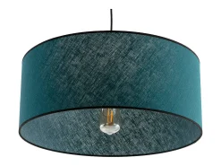 Lámpara de techo de lino azul pavo y rafia 50 cm de diám. TRAVES