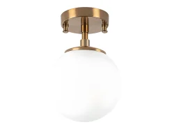 Lámpara de techo de metal con globo - D.15 x Alt. 23 cm - Dorado y blanco - DAMAR