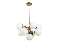 Lámpara de techo de metal - lámpara D. 70 x Alt. 80 cm - Blanco y dorado - MUDONI