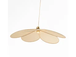 Lámpara de techo de tela beige y metal dorado D75 cm - Flora
