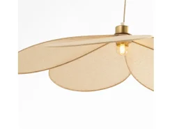 Lámpara de techo de tela beige y metal dorado D75 cm - Flora