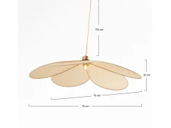 Lámpara de techo de tela beige y metal dorado D75 cm - Flora