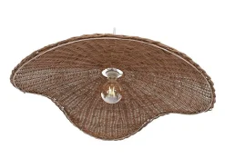Lámpara de techo de 80x78,5x78,5 cm de ratán en forma redondeada en color marrón Ohana