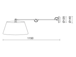 Lámpara de techo EASY estilo moderno - D.ø40 cm x Anchura 1150 cm - E27 60W - IP20 - 260º grados - acero y blanco