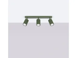 Lámpara de techo Gloow minimalista de aluminio - 3 fuentes luminosas 3000K - L.45 x A.16,5 cm - verde oliva