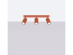 Lámpara de techo Gloow minimalista de aluminio - 3 fuentes luminosas 3000K - L.45 x A.16,5 cm - ocre rojo