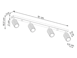 Lámpara de techo Gloow minimalista de aluminio - 4 fuentes luminosas 3000K - L.81 x A.16,5 cm - dorado