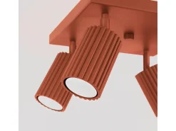 Lámpara de techo Gloow minimalista de aluminio - 4 fuentes luminosas 3000K - L.25 x A.16,5 cm - ocre rojo