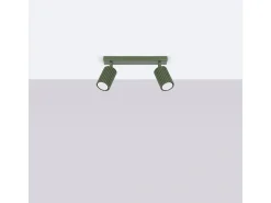 Lámpara de techo Gloow minimalista de aluminio - 2 fuentes luminosas 3000K - L.30 x A.16,5 cm - verde oliva