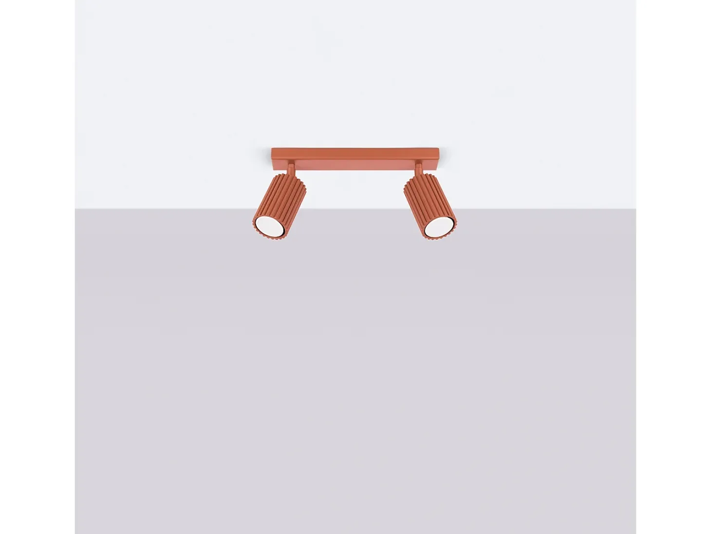 Lámpara de techo Gloow minimalista de aluminio - 2 fuentes luminosas 3000K - L.30 x A.16,5 cm - ocre rojo