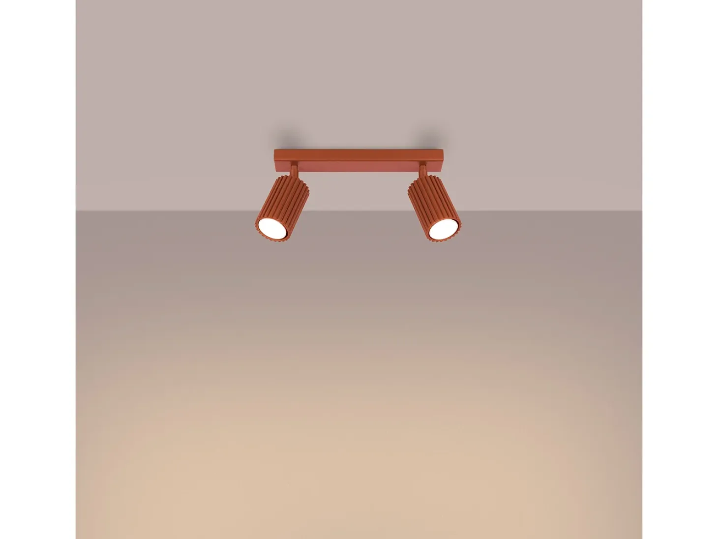 Lámpara de techo Gloow minimalista de aluminio - 2 fuentes luminosas 4000K - L.30 x A.16,5 cm - ocre rojo