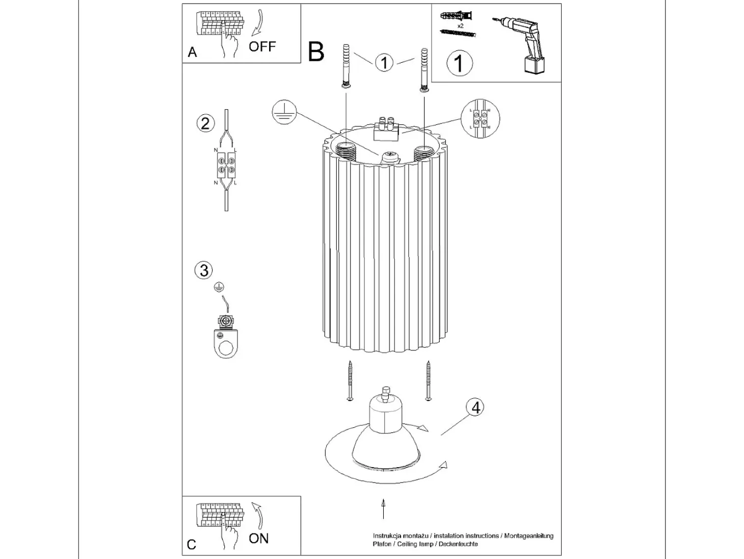 Lámpara de techo Gloow minimalista de aluminio - 1 fuentes luminosas 3000K - L.6,5 x A.10 cm - negro
