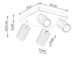 Lámpara de techo Gloow minimalista de aluminio - 4 fuentes luminosas 4000K - L.25 x A.16,5 cm - beige
