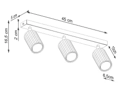 Lámpara de techo Gloow minimalista de aluminio - 3 fuentes luminosas 4000K - L.45 x A.16,5 cm - negro