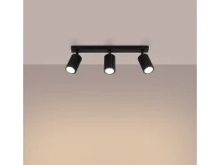 Lámpara de techo Gloow minimalista de aluminio - 3 fuentes luminosas 4000K - L.45 x A.16,5 cm - negro