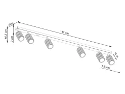 Lámpara de techo Gloow minimalista de aluminio - 6 fuentes luminosas 3000K - L.117 x A.16,5 cm - verde oliva