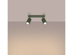 Lámpara de techo Gloow minimalista de aluminio - 2 fuentes luminosas 4000K - L.30 x A.16,5 cm - verde oliva