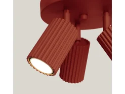 Lámpara de techo Gloow minimalista de aluminio - 3 fuentes luminosas 3000K - L.19,5 x A.18 cm - ocre rojo