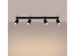 Lámpara de techo Gloow minimalista de aluminio - 4 fuentes luminosas 4000K - L.81 x A.16,5 cm - negro