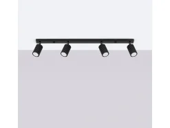 Lámpara de techo Gloow minimalista de aluminio - 4 fuentes luminosas 3000K - L.81 x A.16,5 cm - negro