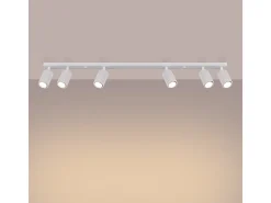 Lámpara de techo Gloow minimalista de aluminio - 6 fuentes luminosas 4000K - L.117 x A.16,5 cm - blanco